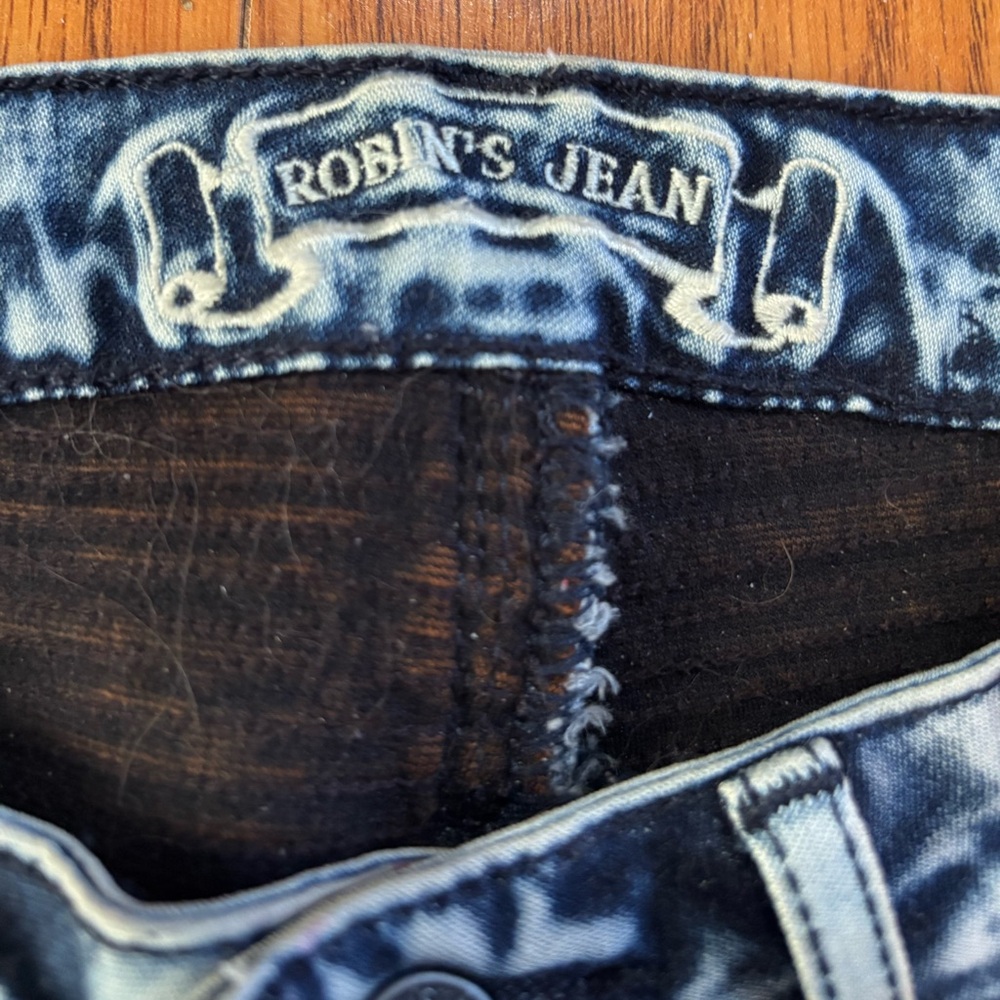 RARE * ROBIN’S JEANS MOTORCYCLE MOTO ACID WASH STUDDED JEANS * Cut 606966 * Y2K - Picture 7 of 17